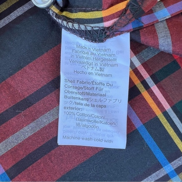 J. Crew Stewart Tartan Plaid Ruffle Collar Sleeveless Blouse Sz 2 NWT Red Black - Picture 10 of 10